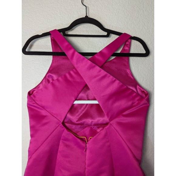 Betsey Johnson Evening Hot Pink Sz 10 Open Back Mini Prom Dress - Picture 5 of 9